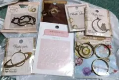 空枠 猫 月 惑星 レジンクラフト枠 シール チャーム パーツまとめ