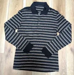 コムサデモード ポロシャツ M 黒 ベージュ ボーダー タグ付き 美品