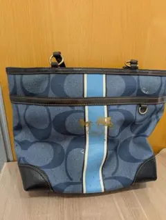 COACH コーチ トートバッグ シグネチャー デニム調 ストライプ 12494