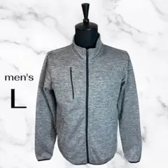 美品✨フルジップワークジャケット　ダンボールニット　裏起毛　防寒　グレー　L