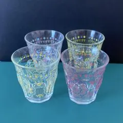 花柄　2種類　ガラスコップ　4個セット