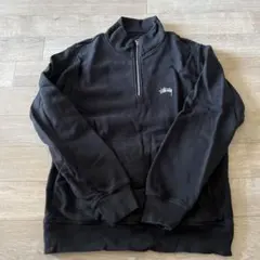 Stussy ブラック ハーフジップ トレーナー M スタンドカラー