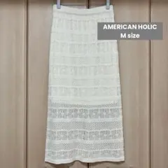 AMERICAN HOLIC レース編みニットタイトスカート　アイボリー Mのサムネイル