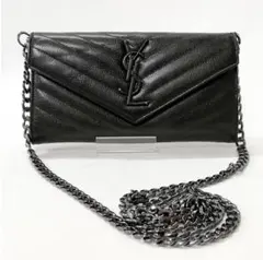 【美品級】サンローラン　長財布　マテラッセ Vステッチ　黒