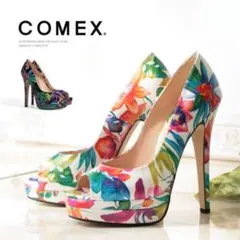 COMEX パンプス コメックス ハイヒール オープントゥ 花柄 5503のサムネイル