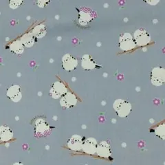 シマエナガ柄 プリント生地 水色　75×48