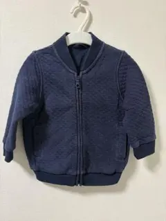 ユニクロ ネイビー キルティング ジップアップ アウター