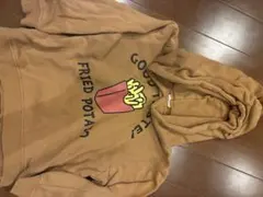 フライドポテト ロゴ パーカー ブラウン