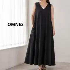 オムネス　OMNES ノースリーブ ロング　ワンピース ブラック　マタニティにものサムネイル
