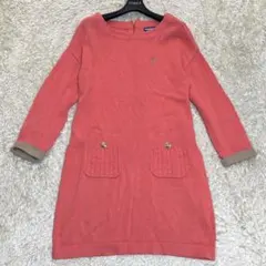 希少　バーバリーブルーレーベル　ロールアップ　ニット　ワンピース　金ボタン　M