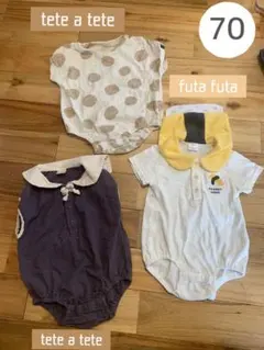 tete a tete futa futa お寿司　ドット柄　襟付きロンパースのサムネイル