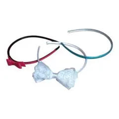 カチューシャ 3個セット レースリボン ピンクリボン 水色カチューシャ