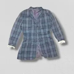 ▪️70s 格子柄 テーラードジャケット ビンテージ チェック 格子柄 水色