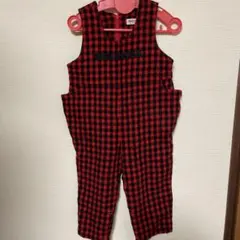 mikihouseミキハウス オーバーオール 赤黒チェック