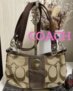 COACH ブラウンF17439シグネチャー2WAYショルダーバッグハンドバッグのサムネイル