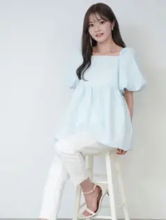 lieulien　パフスリーブ ペプラム チュニック