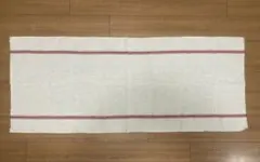リネン生地 生成りに赤のストライプ