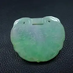清時代 翡翠 長命富貴彫 玉牌 ペンダント 天然石 骨董品 お守り 旧家