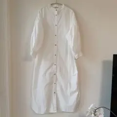 gleam パフスリーブ シャツワンピース 前ボタン 綿100% Fサイズ