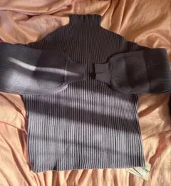 GRL ダークグレー リブ編み ハイネックセーター