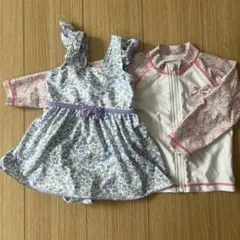 女の子用 ワンピース水着とラッシュガードセット 110 95