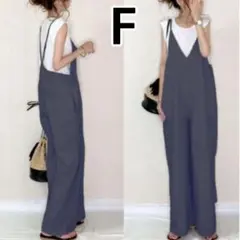サロペットパンツ　オールインワン　ブルーグレー　ゆったり　薄手　オーバーオール