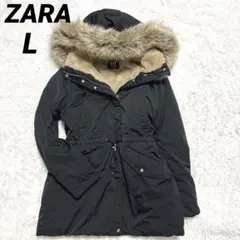 ふわふわ✨ZARA ザラTRF 裏ボア モッズコート L ファー付フード 美品