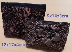 新品ハンドメイド立体花柄ポーチ2個セット