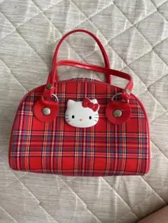 美品【再値下 年代物レア】ハローキティ ギンガムチェック柄 ハンドバッグ