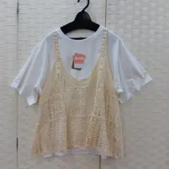 新品TシャツSETカギ針ビスチェアンサンブルのサムネイル