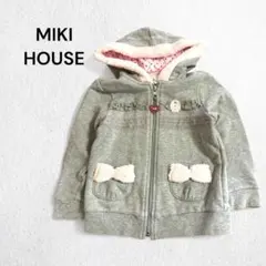 ミキハウス パーカー 羽織り 上着 リボン ポケット レース ボア 綿100％