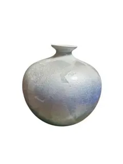 陶器 花瓶 縦縞模様 灰釉 陶器 花瓶 縦縞模様 灰釉 | Mercari