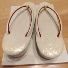 アイボリー花柄厚底草履