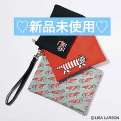 【未使用】リサ・ラーソン ねこのマイキー 3連ポーチ GLOW付録