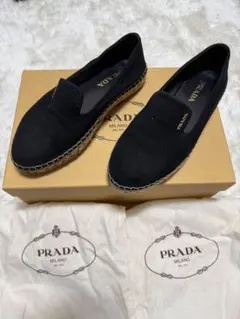 PRADA ブラックレザー エスパドリーユ 23.5cm 6 1/2 厚底 青 - メルカリ