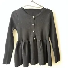 ダークグレー長袖リブトップス