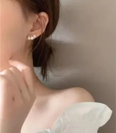 ピアス　両耳2個セット　パール　3連 ゴールド