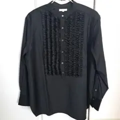 23区 フリル付きブラック長袖シャツ