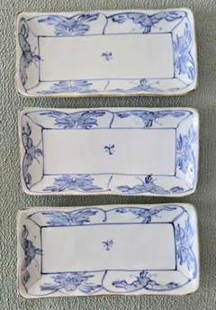 砥部焼 梅山窯 長角皿(布目皿) 24cm 焼き魚皿 3枚セット