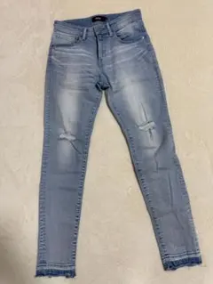 AZULダメージ加工スキニーデニム S ライトブルー