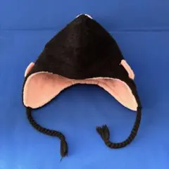 ミキハウス　Hot Biscuits フリース　帽子　黒✖️ピンク　中古品　♪