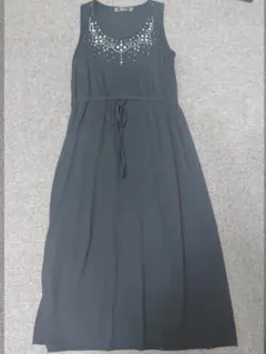 【4/24まで販売】黒 ノースリーブ ロングワンピース