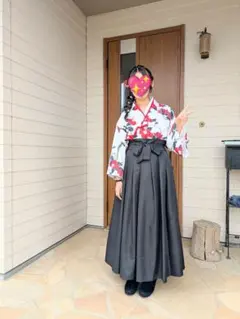 花柄 袴スタイル 着物 髪飾りもセット