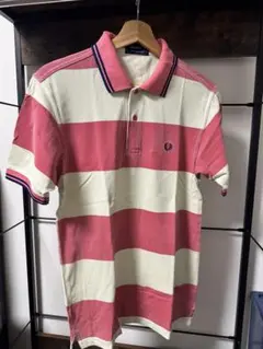 FRED PERRY ピンククリームストライプポロシャツ XS