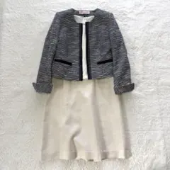 東京イギンクルールバルブノーカラーツイードジャケット　ワンピースセレモニースーツ