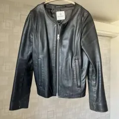 nano universe ブラックレザーショートジャケット