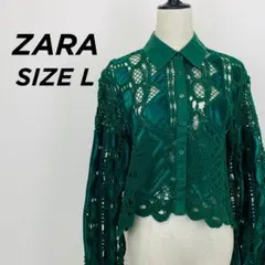 ZARA リネン100% 七分袖 シャツ ライムグリーン Mサイズ - メルカリ