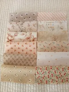 ベージュ系　コットン生地 はぎれ 12枚セット　パッチワーク