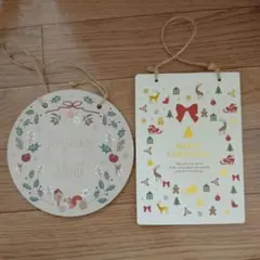 クリスマス 木製オーナメント 2종 세트