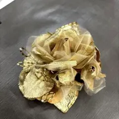 ゴールド バラ コサージュ